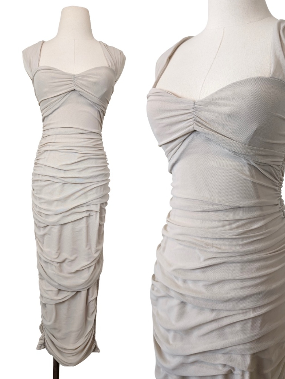 Lovely Cream Fitted Dress Midi Size Small Formal